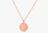 engravable rose gold disc pendant with single natural diamond