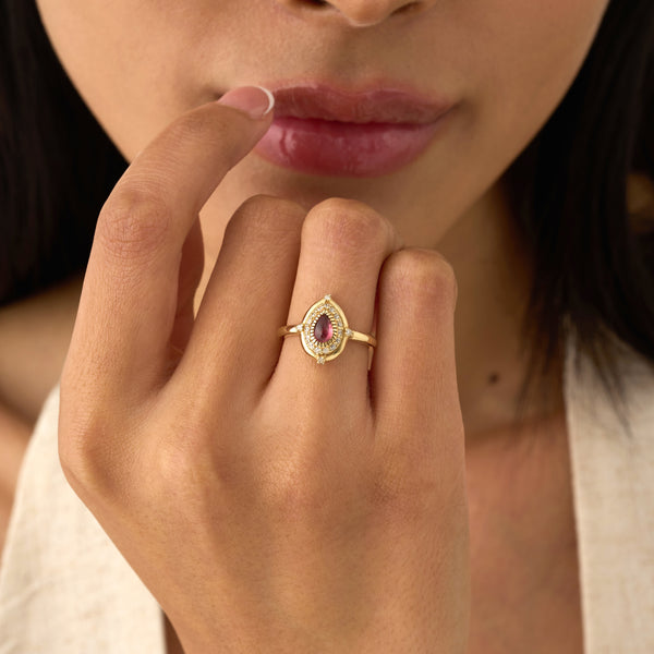 Cabochon Pink Tourmaline Ring, Naenia