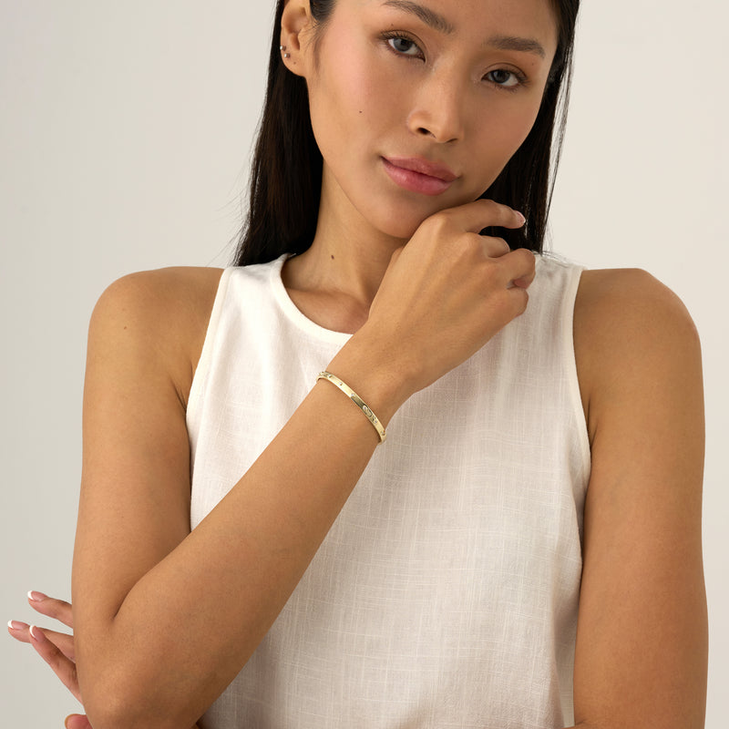 Genuine Gold Bangle, Mix Shape Diamond Bangle,Fiora