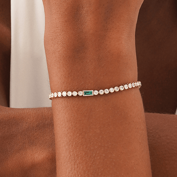 Lab Grown Diamond and Emerald Tennis Bracelet, Ravynna