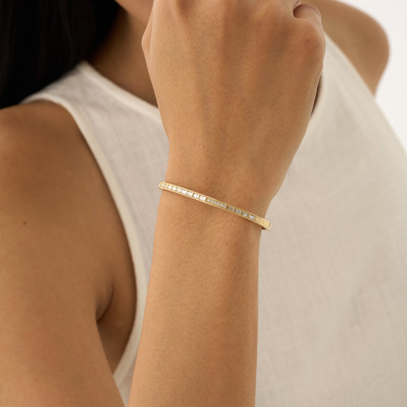 Lab Grown Baguette and Round Diamond Bangle, Vaila