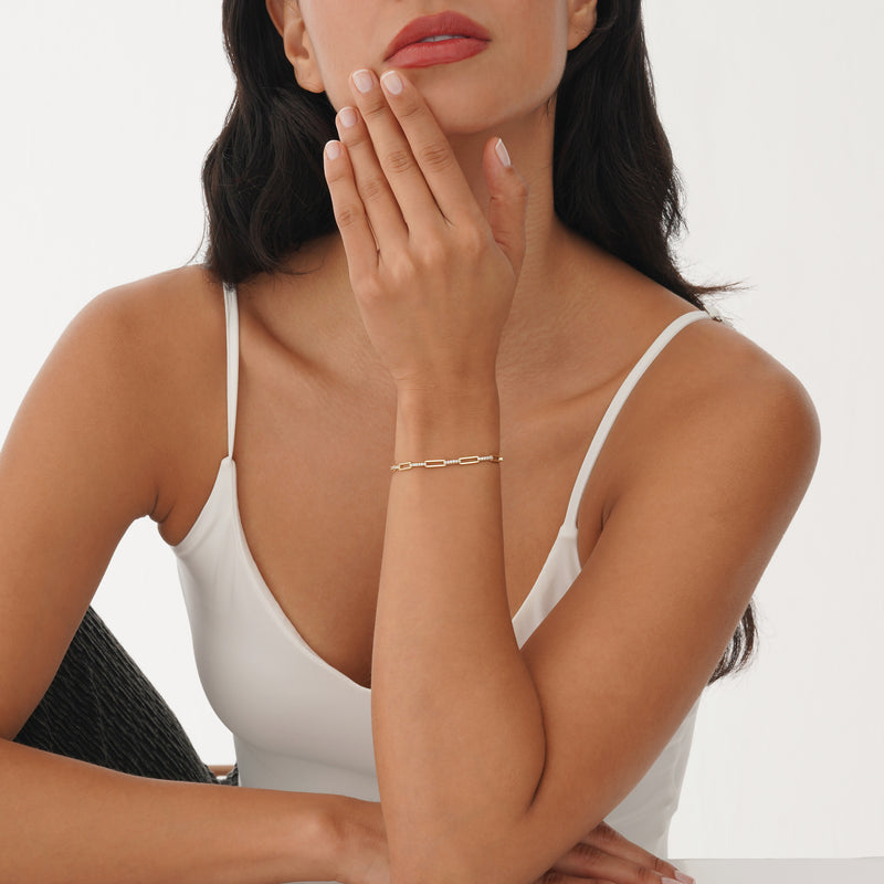 Pave Link Station Bracelet, Evara