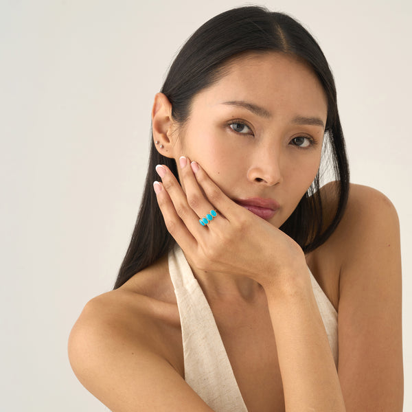 Oval Turquoise Ring, Solid Gold Gemstone Ring, Azura