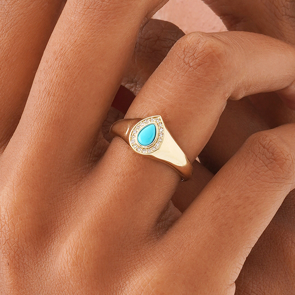Natural Turquoise Signet Ring, Elanora