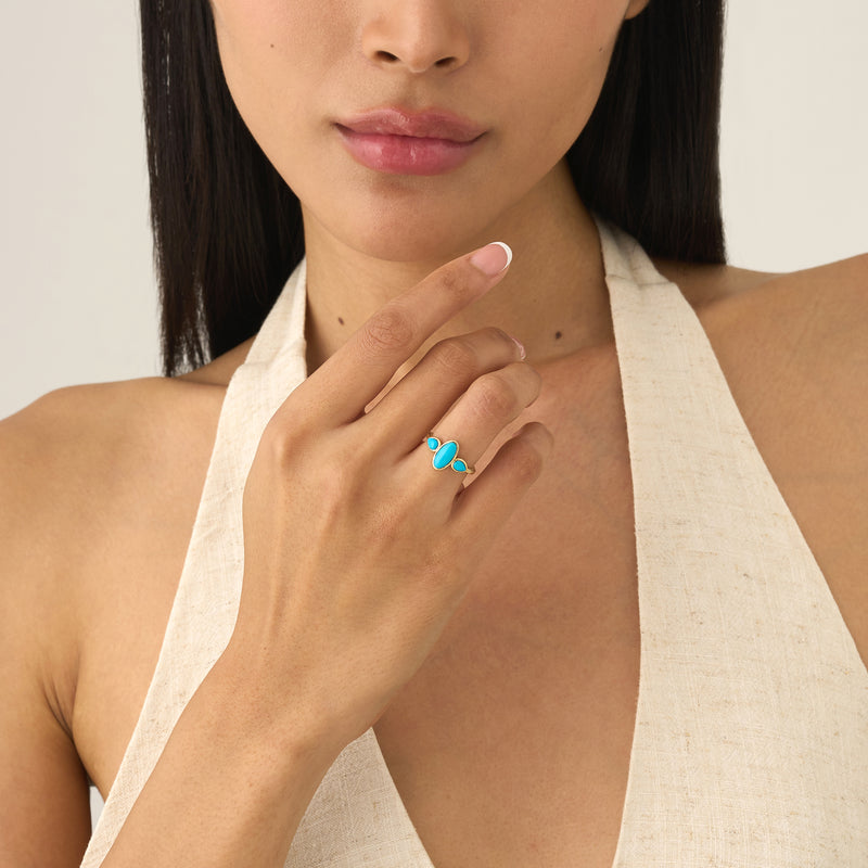 Solid Gold Turquoise Ring, Eirlys