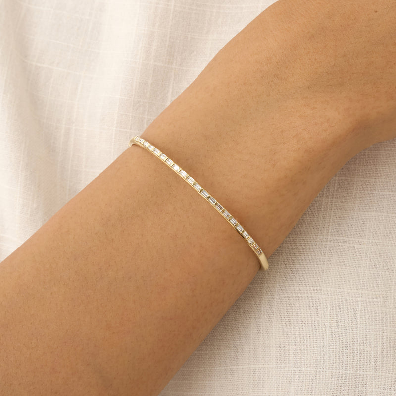 Lab Grown Baguette Diamonds Bangle Stackable Bangle for Everyday, Siora