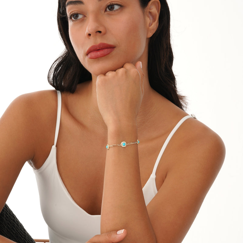 Vintage Turquoise Station Bracelet, Serelis