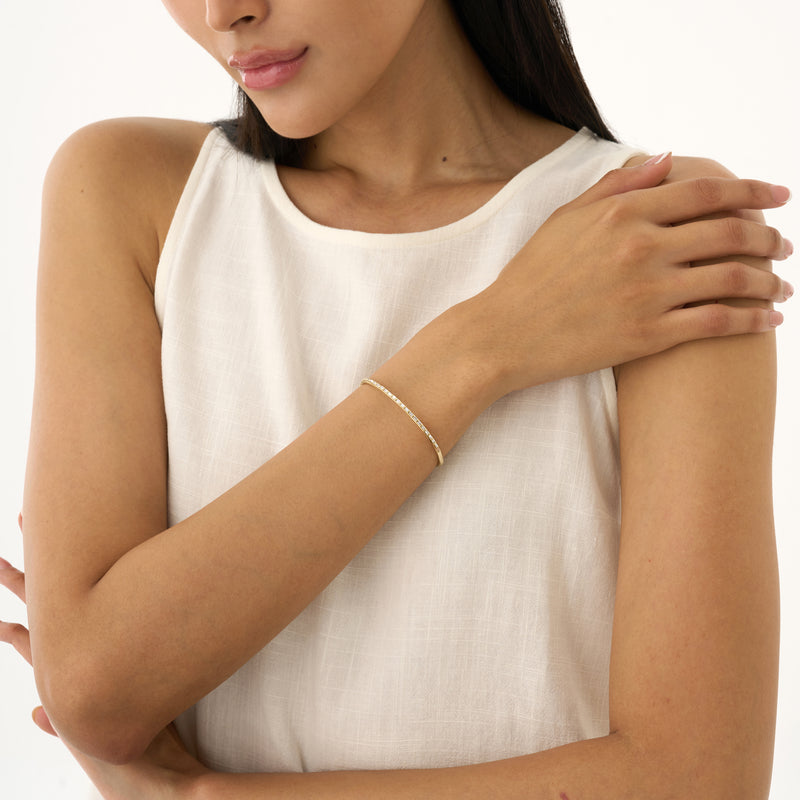 Lab Grown Baguette Diamonds Bangle Stackable Bangle for Everyday, Siora