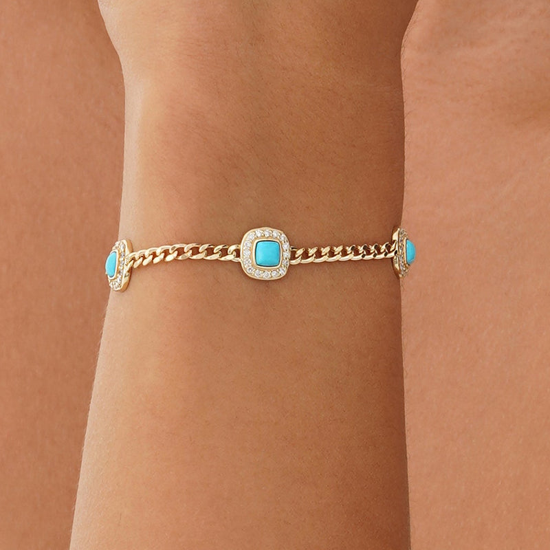 Vintage Turquoise Station Bracelet, Serelis