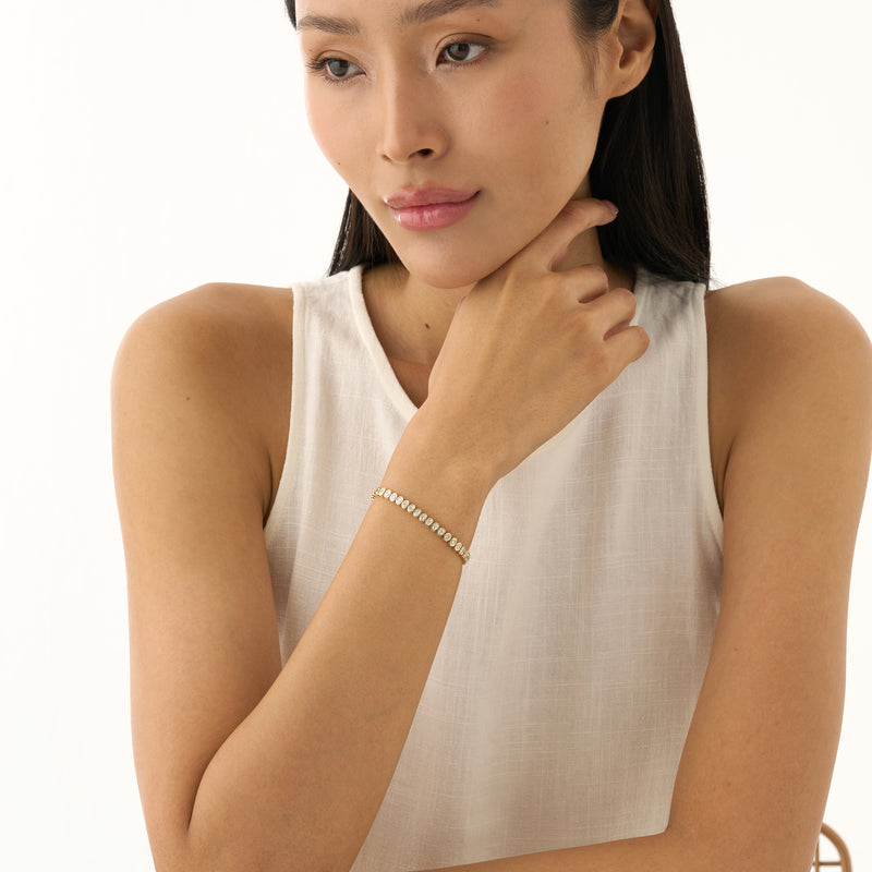 Solid Gold Oval Bezel Set Lab Grown Diamond Bracelet, Zorina