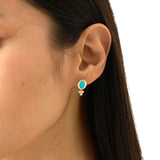 Oval Turquoise & Diamond Cluster Drop Earrings, Calithea