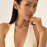 Turquoise & Diamond Dangle Station Necklace, Caelia
