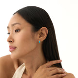 Oval Turquoise & Lab Grown Diamond Drop Earrings, Tirien