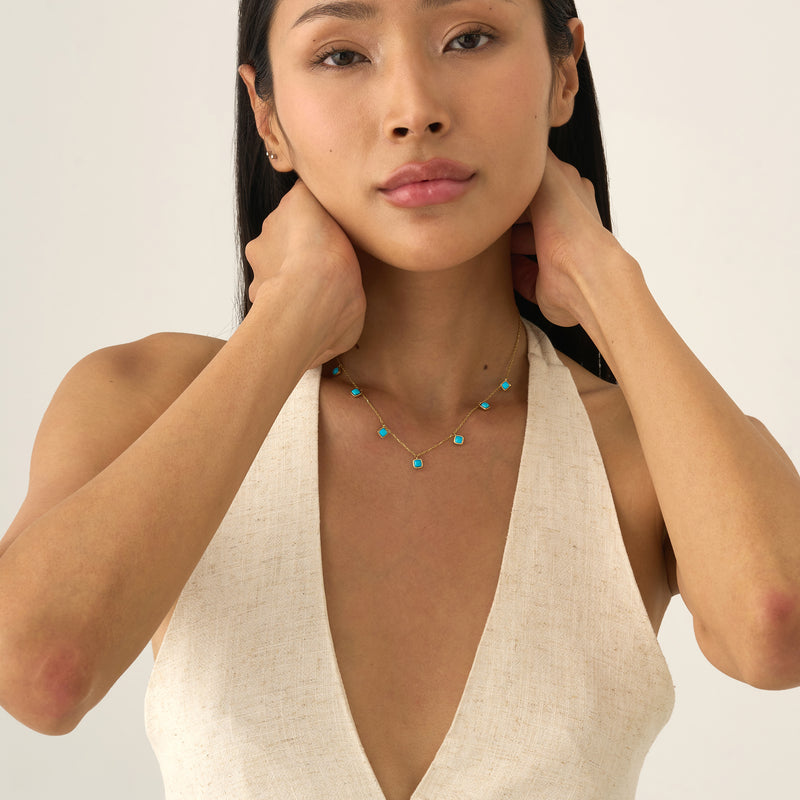 Turquoise Station Necklace, Evolet