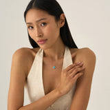 Turquoise & Lab Grown Diamond Flower Necklace, Eirlys
