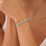 Turquoise and Lab Grown Diamond Station Bracelet, Calindra