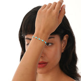 Turquoise and Lab Grown Diamond Station Bracelet, Calindra