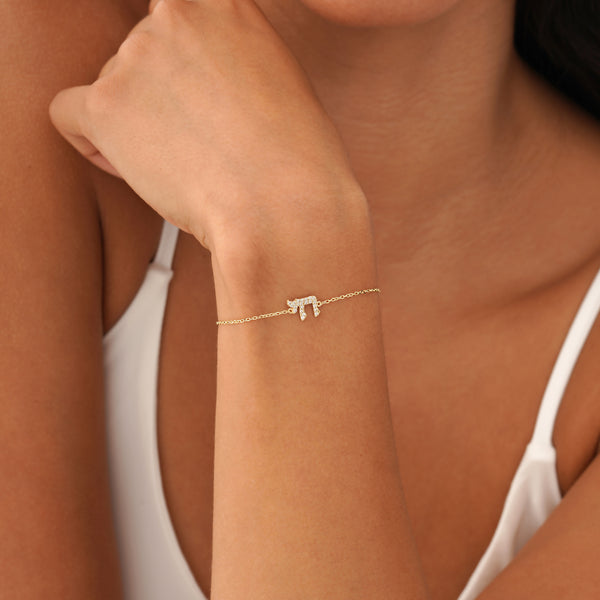 Pave Diamond Chai Bracelet, Ilyra