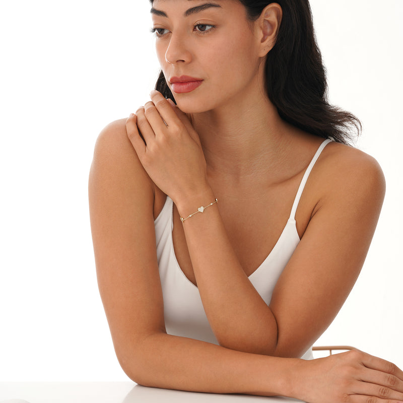 Pave Diamond Station Heart Bracelet, Anara