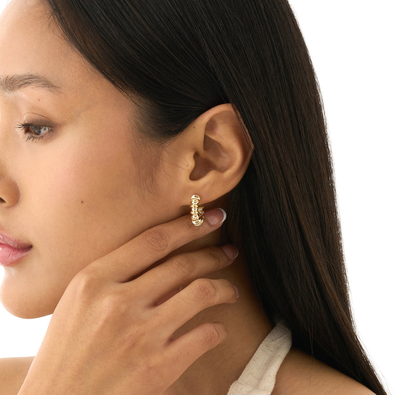 Gold Sculptural Hoop Earrings, Tazira