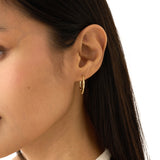 Gold Wavy Hoop Earrings, Bamboo Design, Queniva