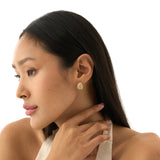 Gold Textured Hoop, Solid Gold Ribbed & Beaded Hoops, Evadne
