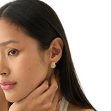 Gold Textured Hoop, Solid Gold Ribbed & Beaded Hoops, Evadne