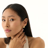 Gold Textured Hoop, Solid Gold Ribbed & Beaded Hoops, Evadne
