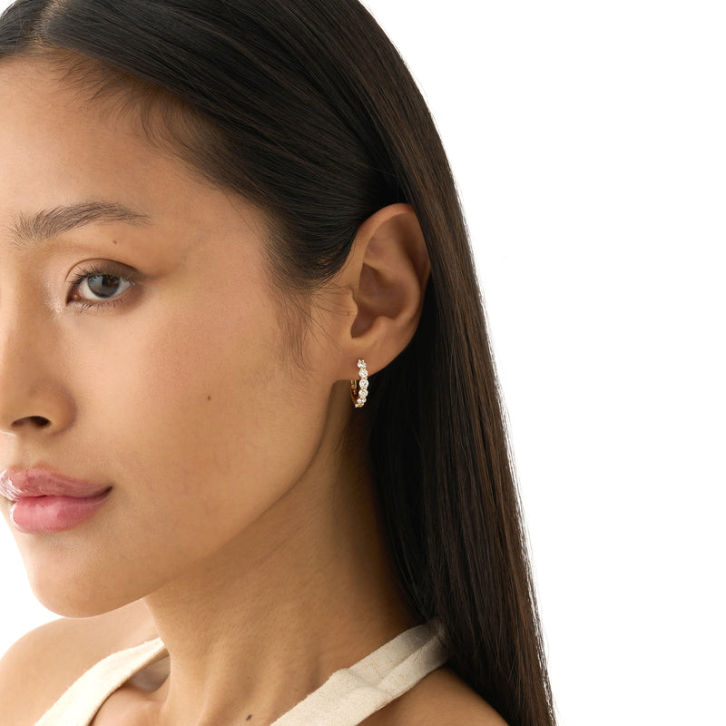 Solid Gold Prong Set Hoops, Orinthia