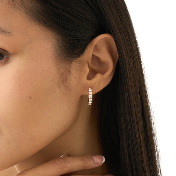 Solid Gold Prong Set Hoops, Orinthia
