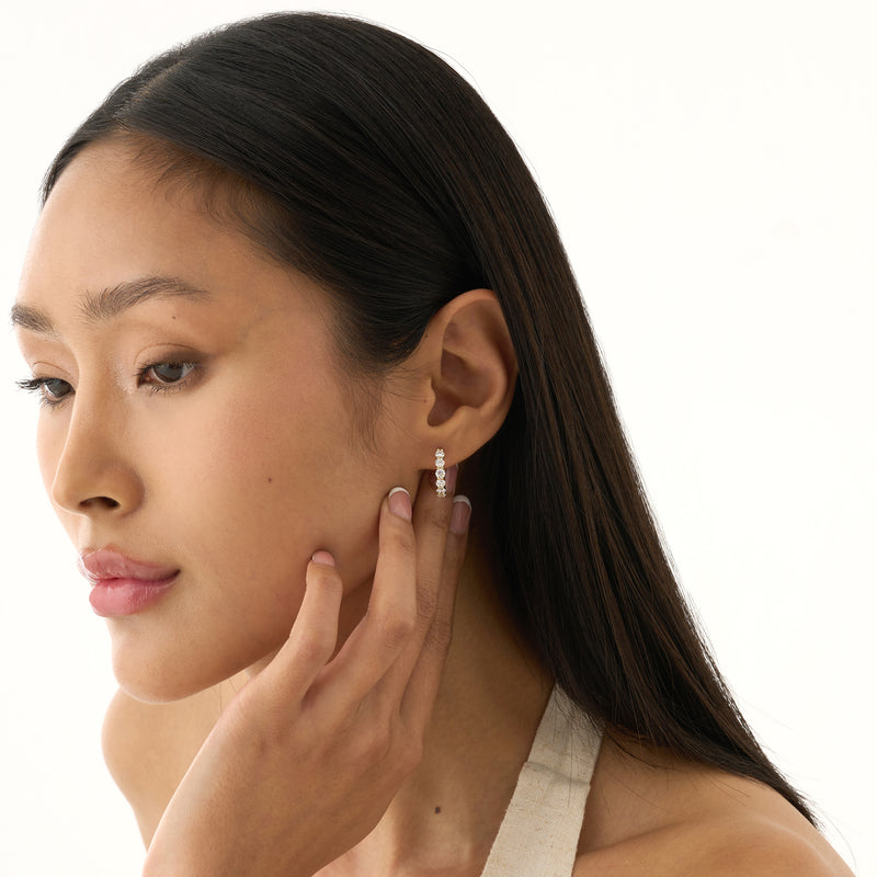 Solid Gold Prong Set Hoops, Orinthia