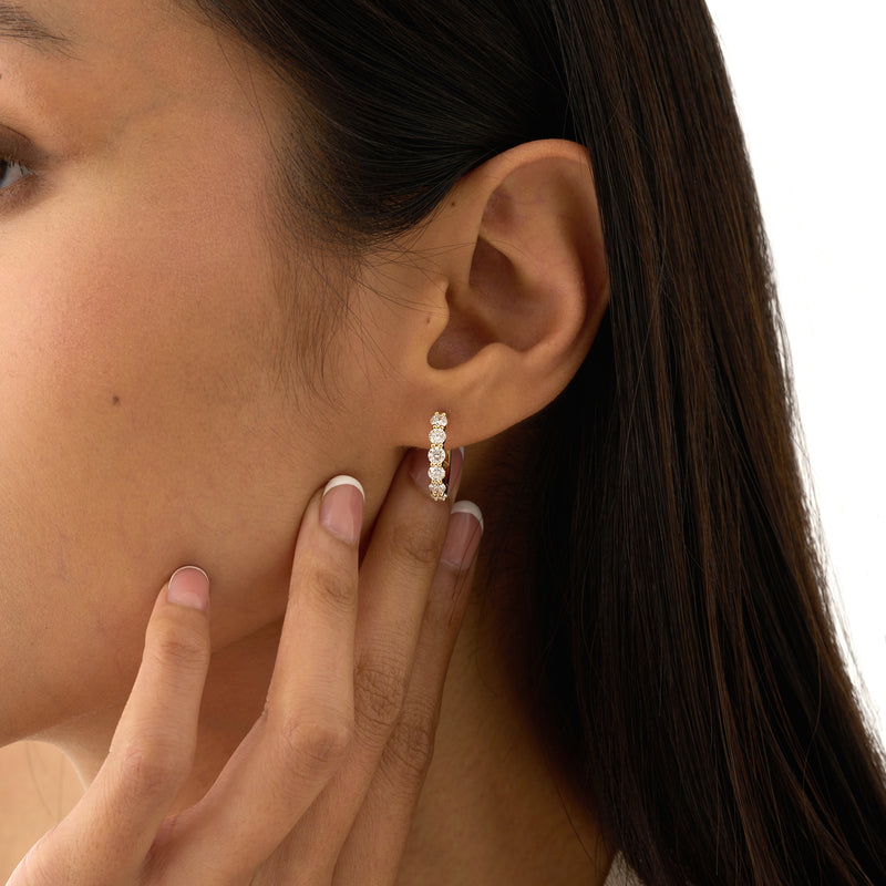 Solid Gold Prong Set Hoops, Orinthia