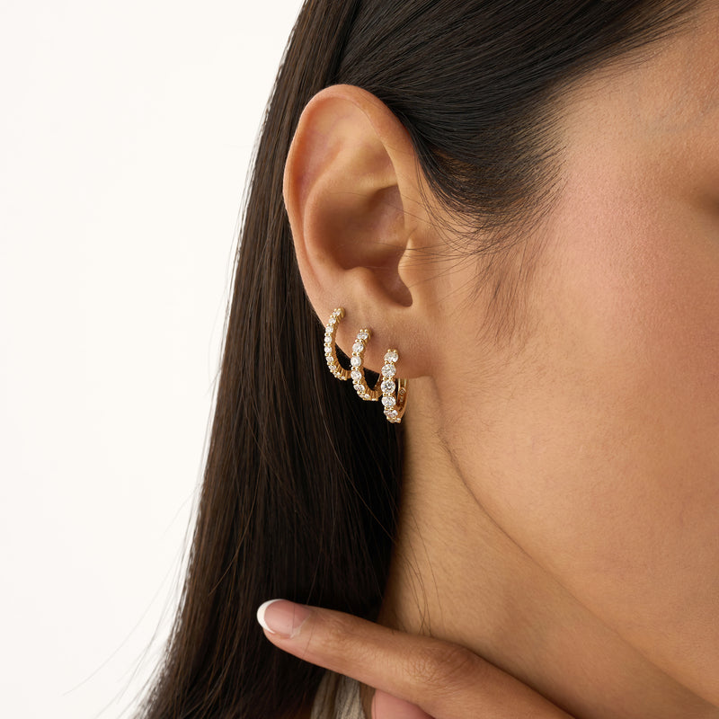 Solid Gold Prong Set Hoops, Orinthia