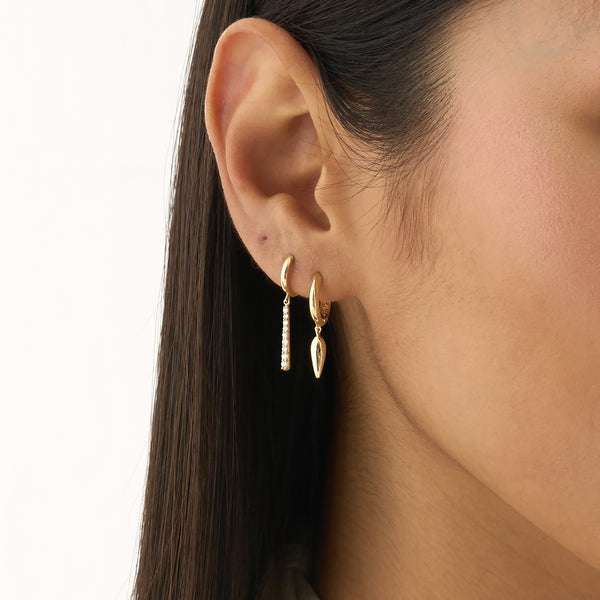 Gold Spike Dangle Huggie Hoop Earrings,Elaria