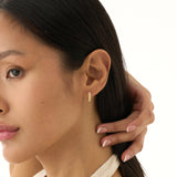 Gold Beaded Hoop Earrings, Solid Gold Textured Huggie Hoops, Dionea