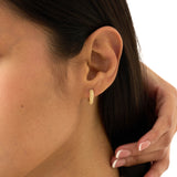 Gold Beaded Hoop Earrings, Solid Gold Textured Huggie Hoops, Dionea