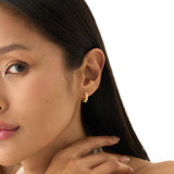 Gold Beaded Hoop Earrings, Solid Gold Textured Huggie Hoops, Dionea