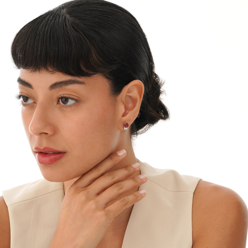 Unique Garnet and Lab Diamond Studs, Agnes