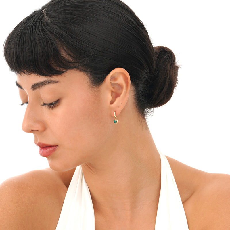 Heart Cut Lab Emerald Dangle Hoops, Vaelessa