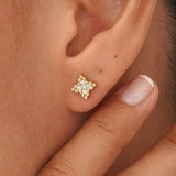 Gold Beaded Clover Stud Earrings, Tirania