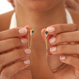 Blue Topaz Chain Earrings, Zeloria