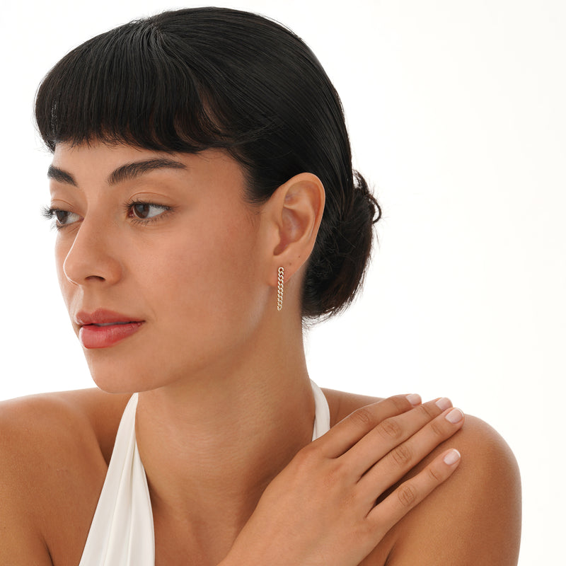 Pave Diamond Cuban Chain Drop Earrings, Azriella