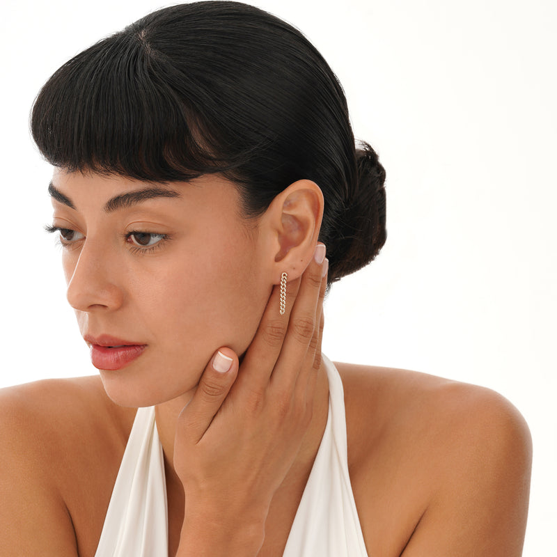 Pave Diamond Cuban Chain Drop Earrings, Azriella