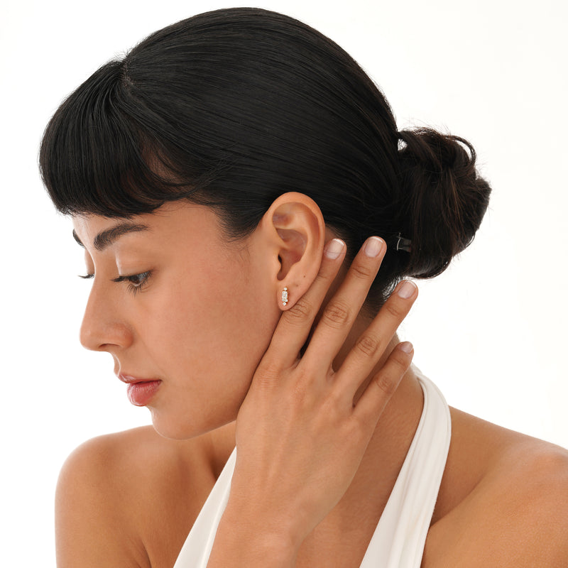 Emerald Cut Lab Grown Diamond Studs, Azelyne