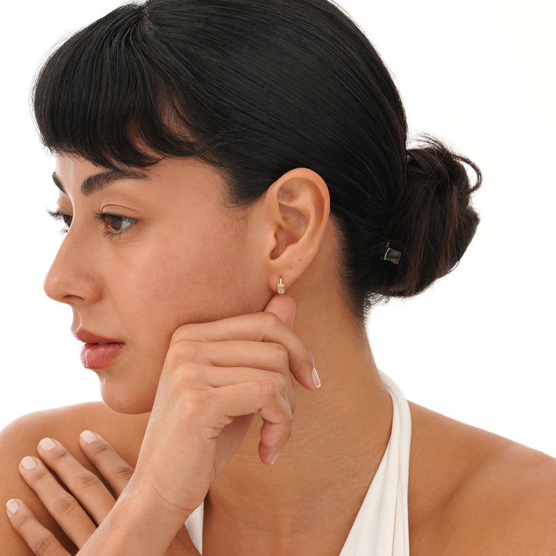 Emerald Cut Lab Grown Diamond Huggie, Reka