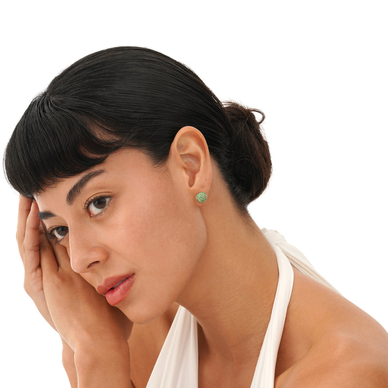Natural Emerald Pavé Stud Earrings, Gita