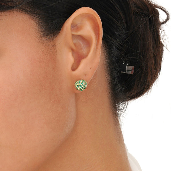 Natural Emerald Pavé Stud Earrings, Gita