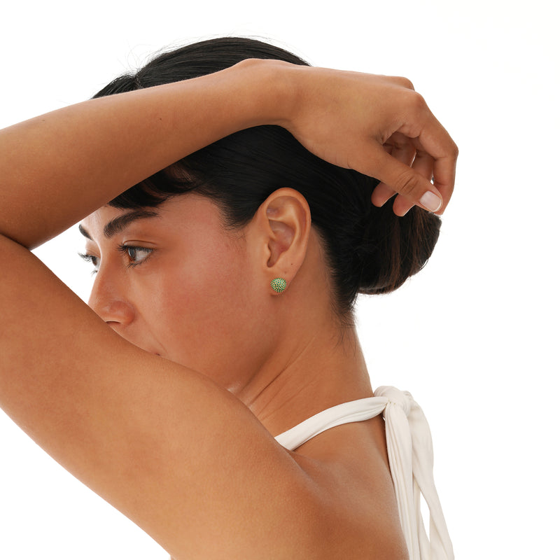 Natural Emerald Pavé Stud Earrings, Gita