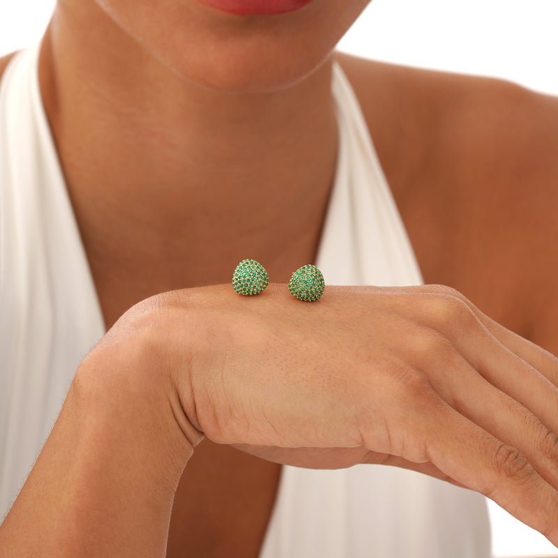Natural Emerald Pavé Stud Earrings, Gita