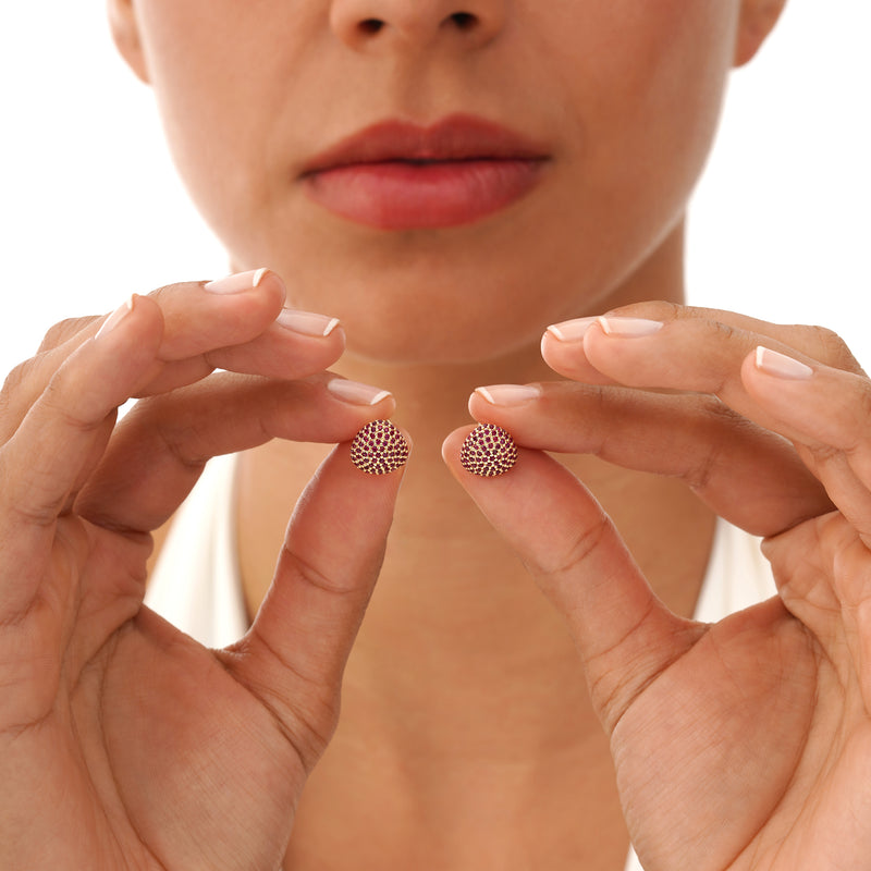 Natural Ruby Pavé Stud Earrings, Gita